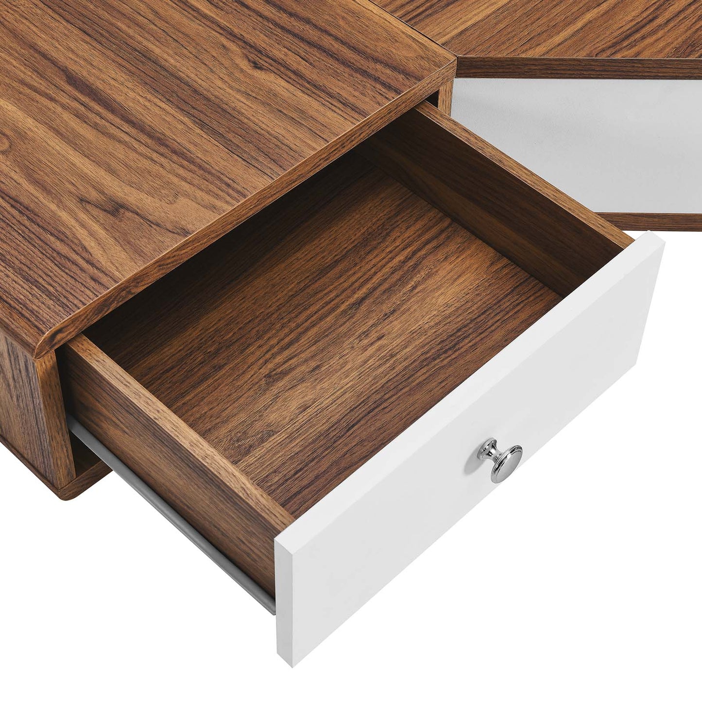 Transmit 47" Wall Mount Corner Walnut Office Desk By Modway - EEI-5862 | Desks | Modishstore - 5