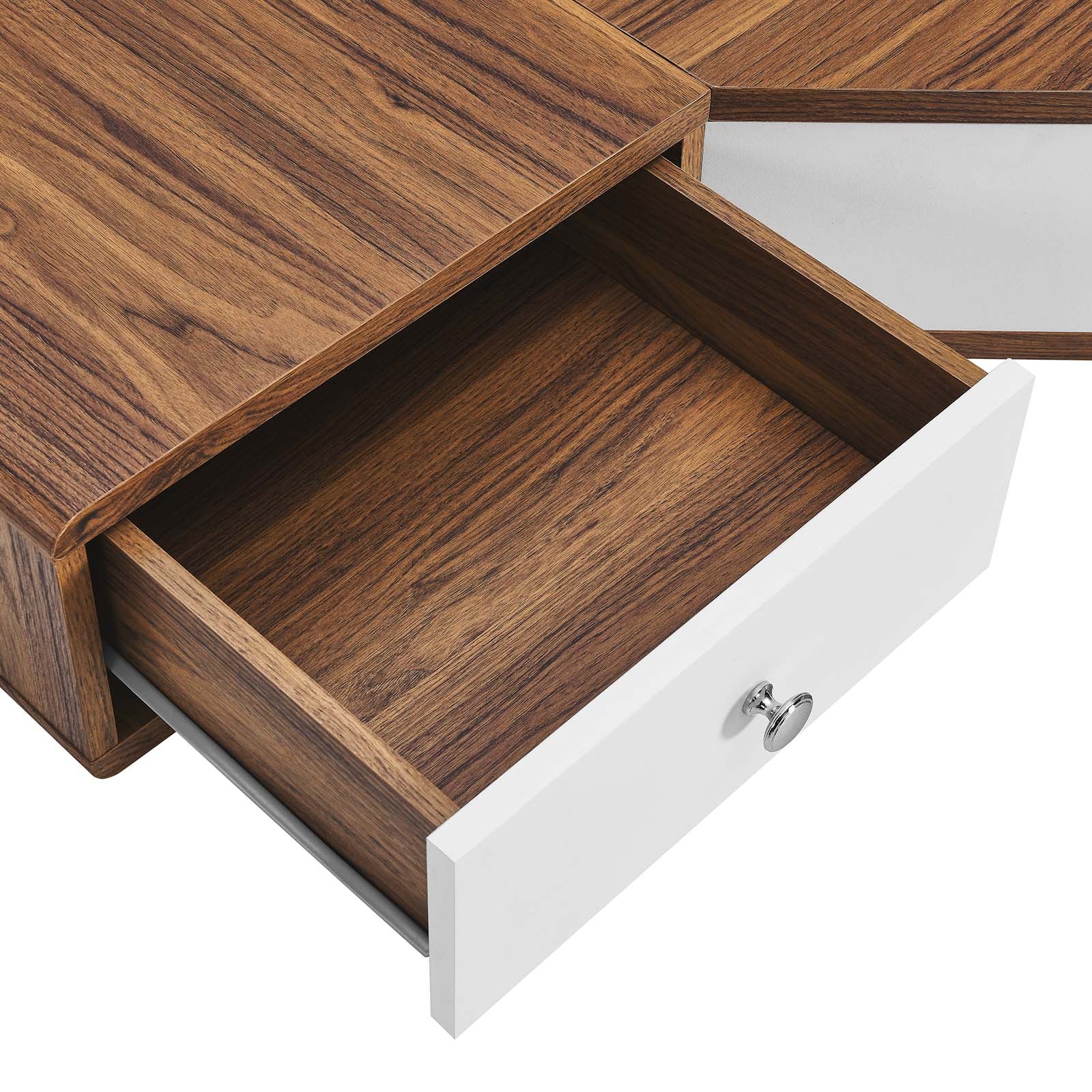Transmit 47" Wall Mount Corner Walnut Office Desk By Modway - EEI-5862 | Desks | Modishstore - 5
