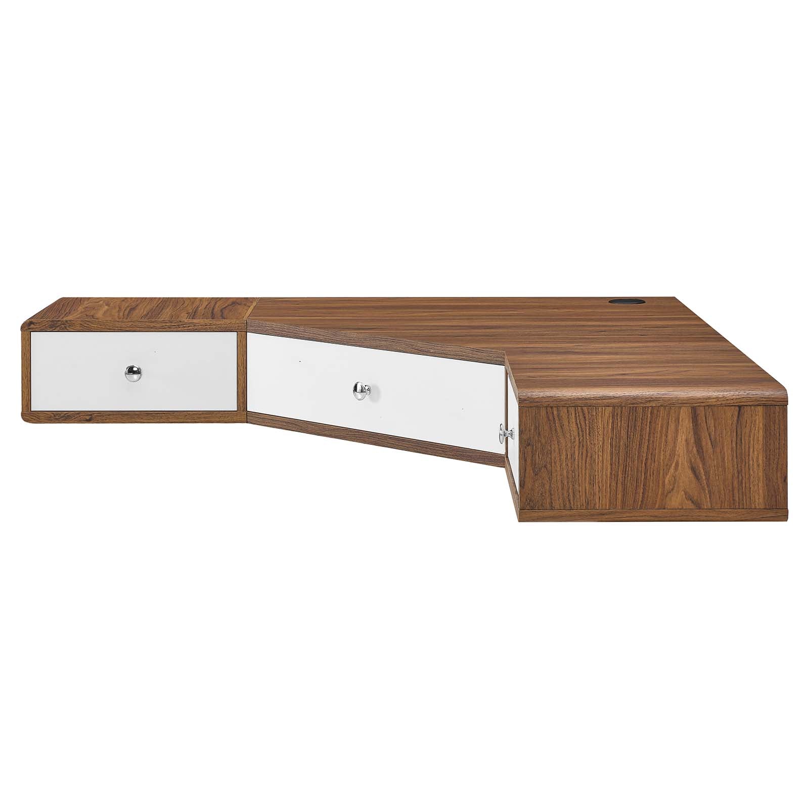 Transmit 47" Wall Mount Corner Walnut Office Desk By Modway - EEI-5862 | Desks | Modishstore - 8