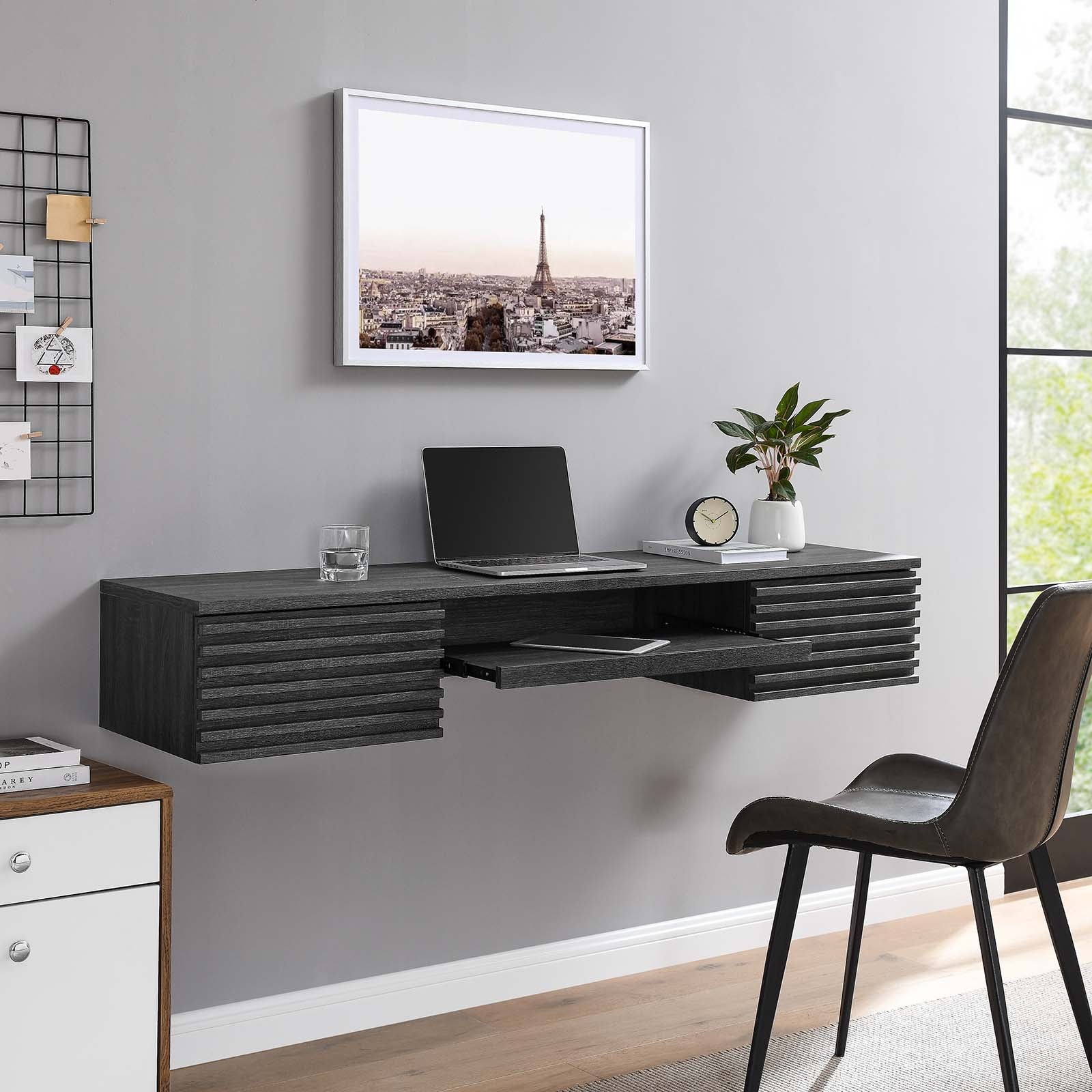 Render Wall Mount Wood Office Desk By Modway - EEI-5865-CHA | Desks |  Modishstore