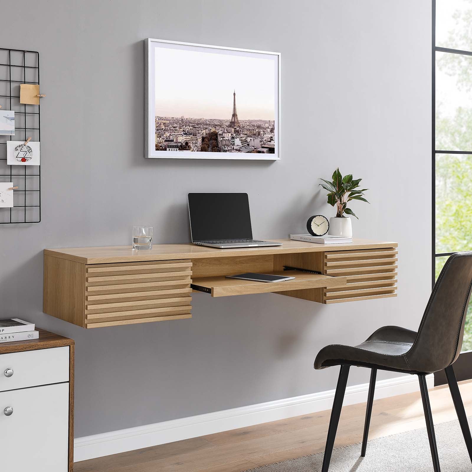 Render Wall Mount Wood Office Desk By Modway - EEI-5865-CHA | Desks |  Modishstore - 11