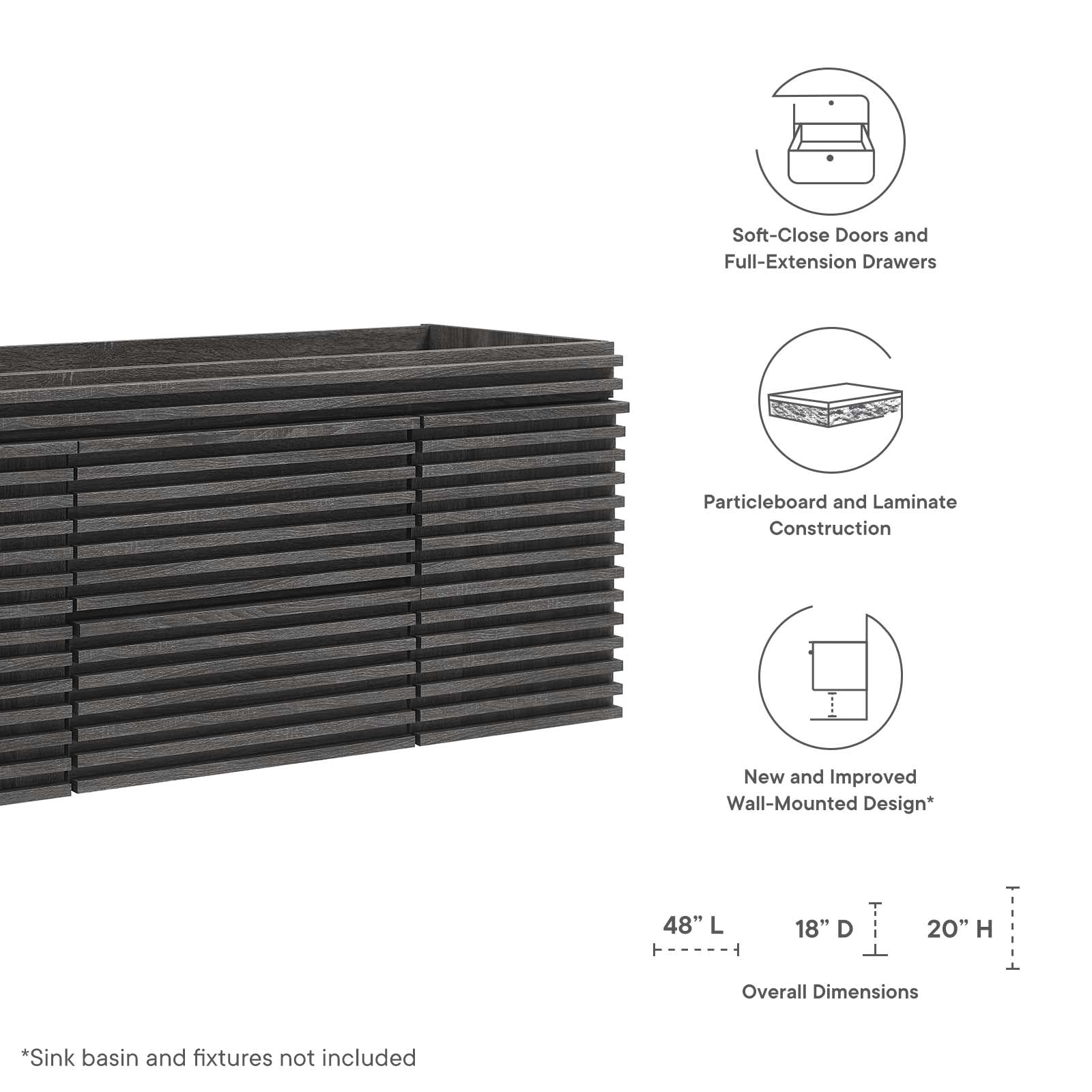 Render 48" Wall-Mount Bathroom Vanity Cabinet By Modway - EEI-5866 | Bathroom Accessories | Modishstore - 8