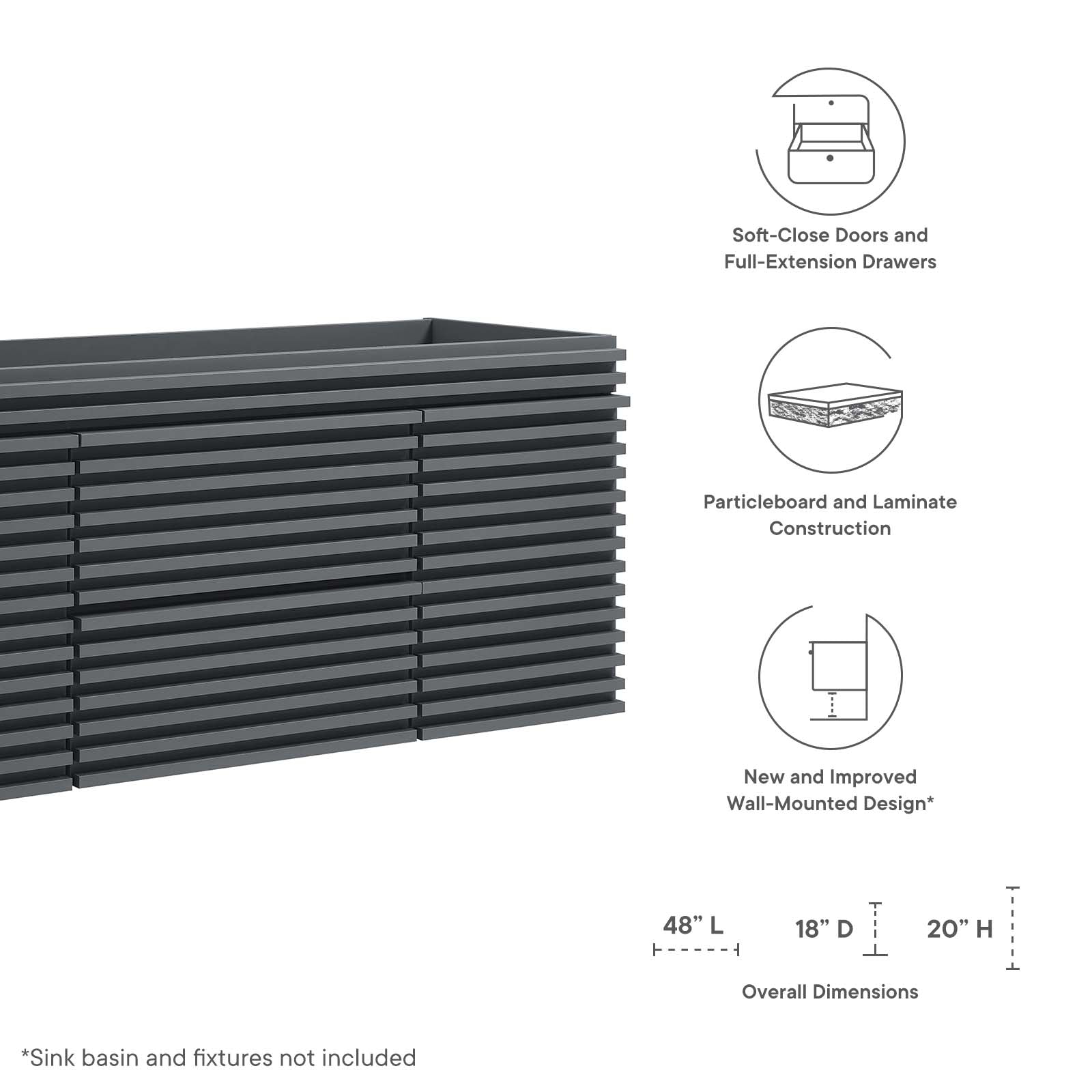 Render 48" Wall-Mount Bathroom Vanity Cabinet By Modway - EEI-5866 | Bathroom Accessories | Modishstore - 16