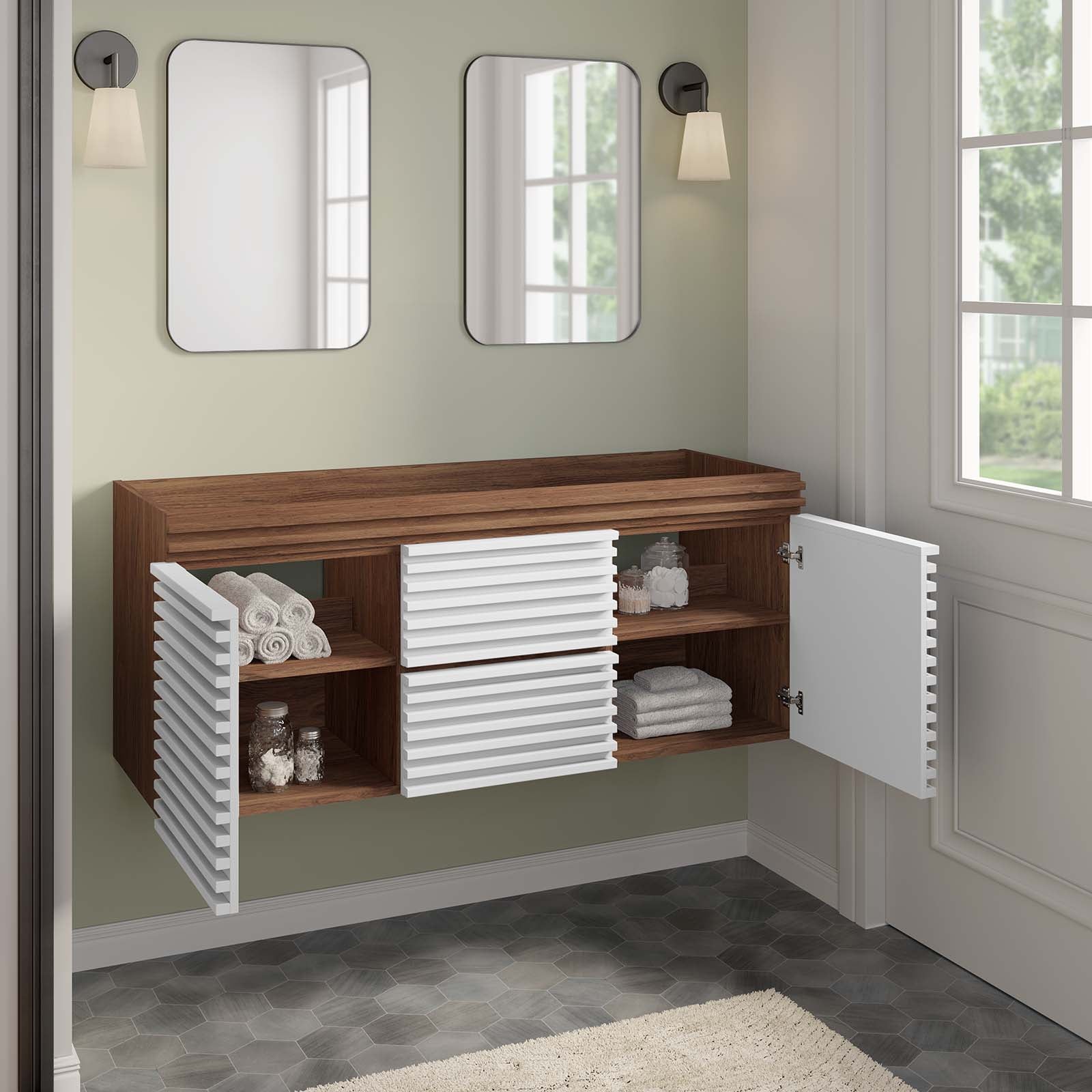 Render 48" Wall-Mount Bathroom Vanity Cabinet By Modway - EEI-5867 | Bathroom Accessories | Modishstore - 48