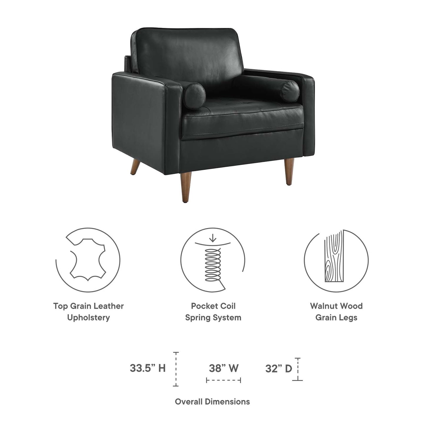 Valour Leather Armchair By Modway - EEI-5869 | Armchairs | Modishstore - 7