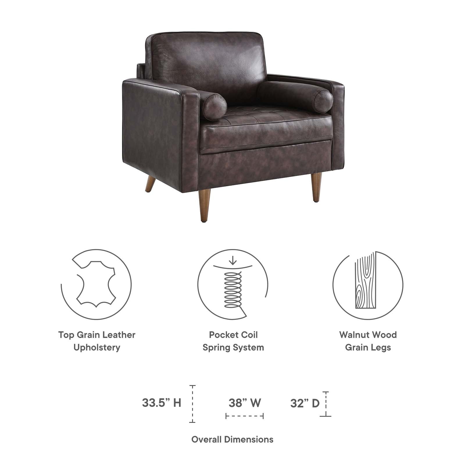 Valour Leather Armchair By Modway - EEI-5869 | Armchairs | Modishstore -17
