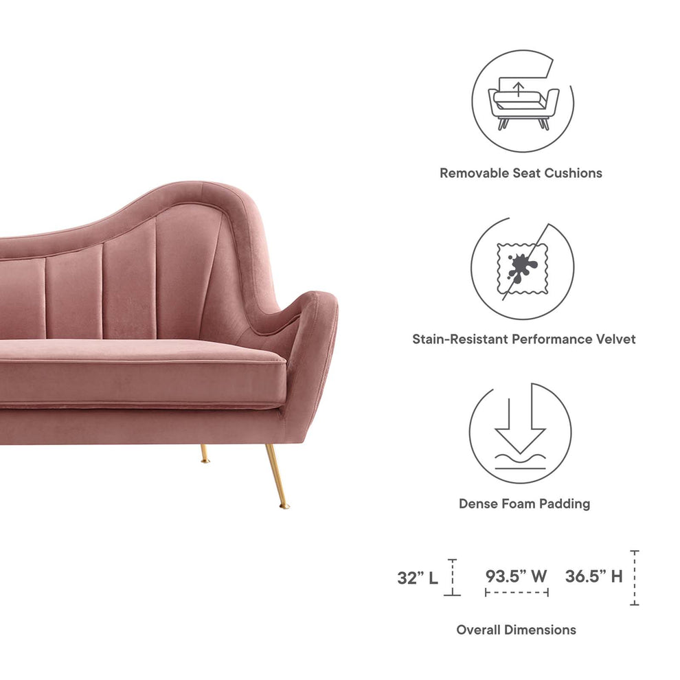 Cheshire Channel Tufted Performance Velvet Sofa By Modway - EEI-5874 | Sofas | Modishstore - 7