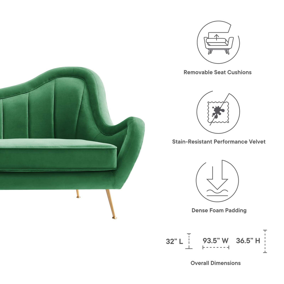 Cheshire Channel Tufted Performance Velvet Sofa By Modway - EEI-5874 | Sofas | Modishstore - 15