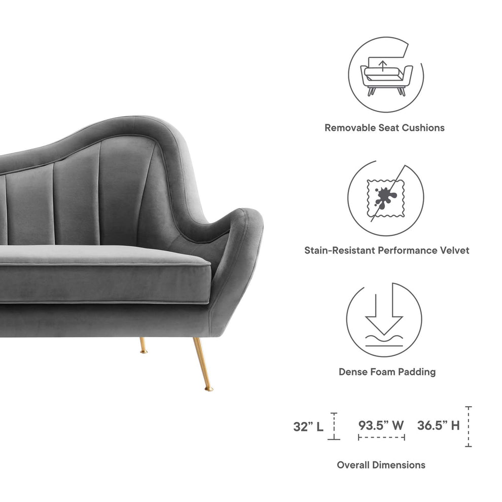 Cheshire Channel Tufted Performance Velvet Sofa By Modway - EEI-5874 | Sofas | Modishstore - 23