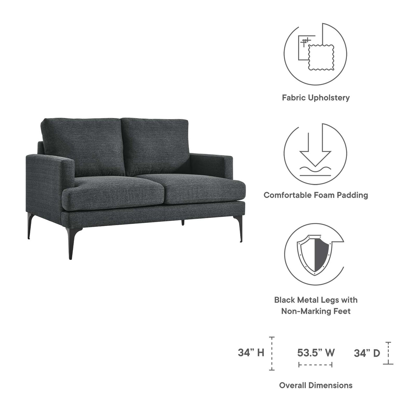 Evermore Upholstered Fabric Loveseat By Modway - EEI-6006 | Loveseats | Modishstore - 22