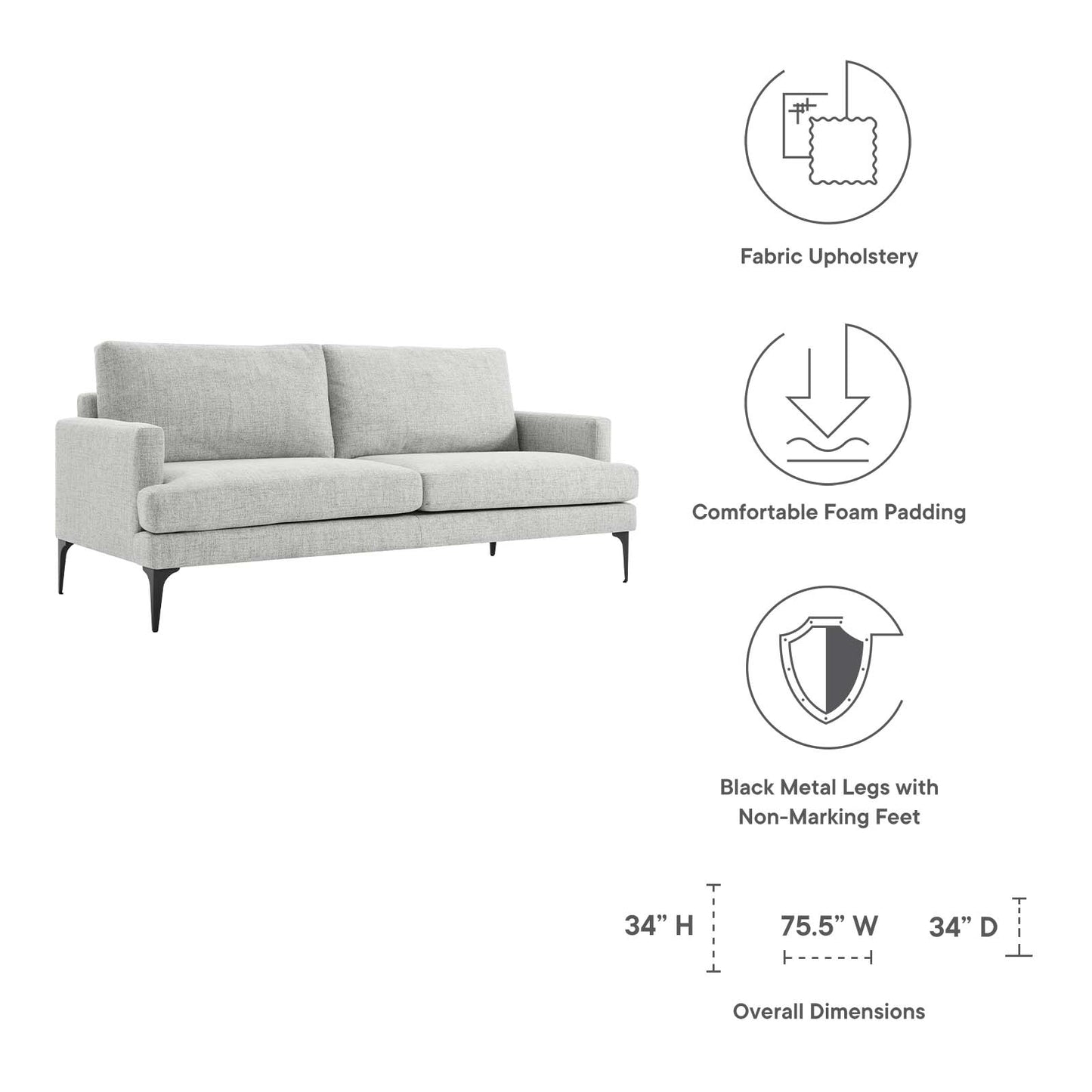 Evermore Upholstered Fabric Sofa By Modway - EEI-6009 | Sofas | Modishstore - 30