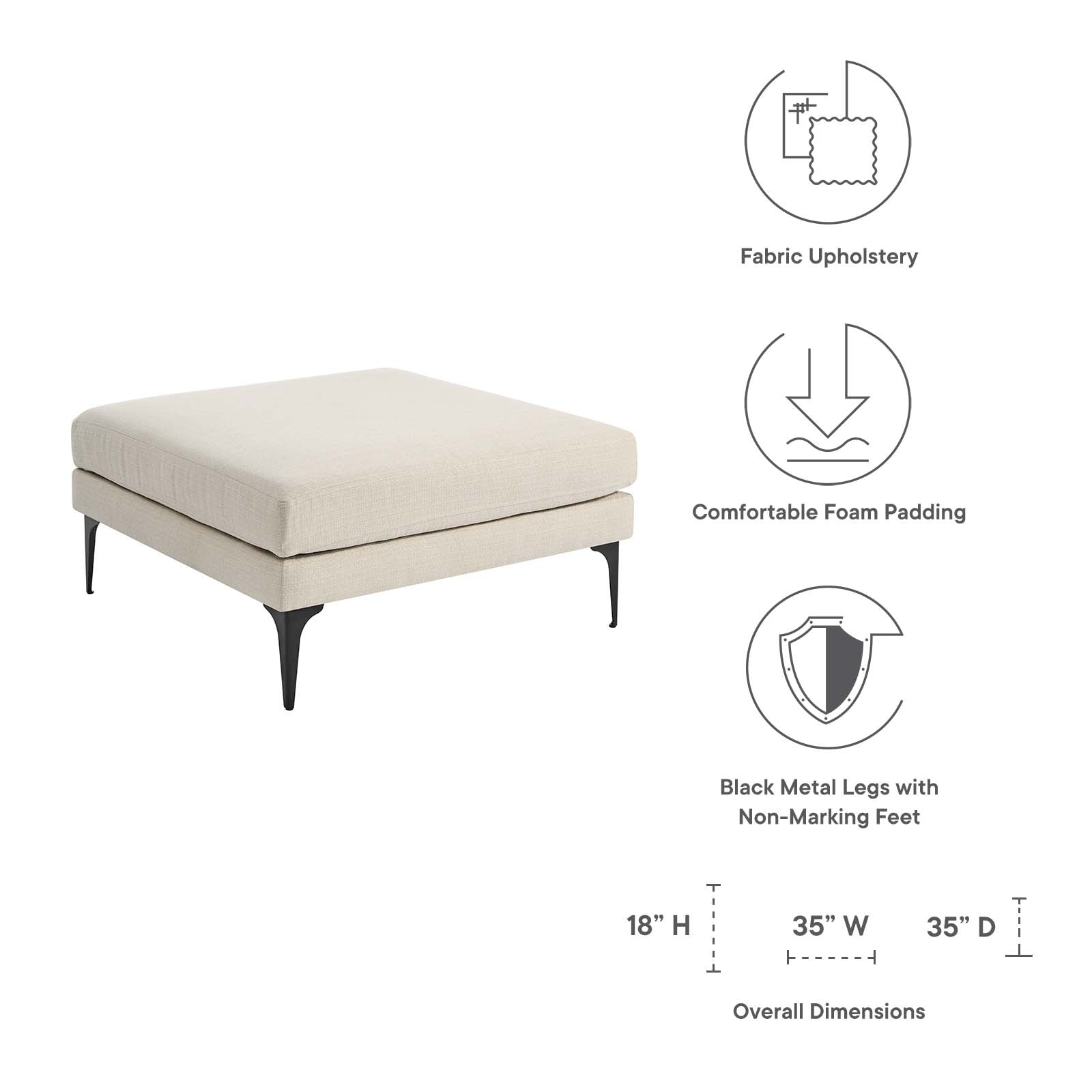 Evermore Upholstered Fabric Ottoman By Modway - EEI-6015 | Ottomans | Modishstore - 10