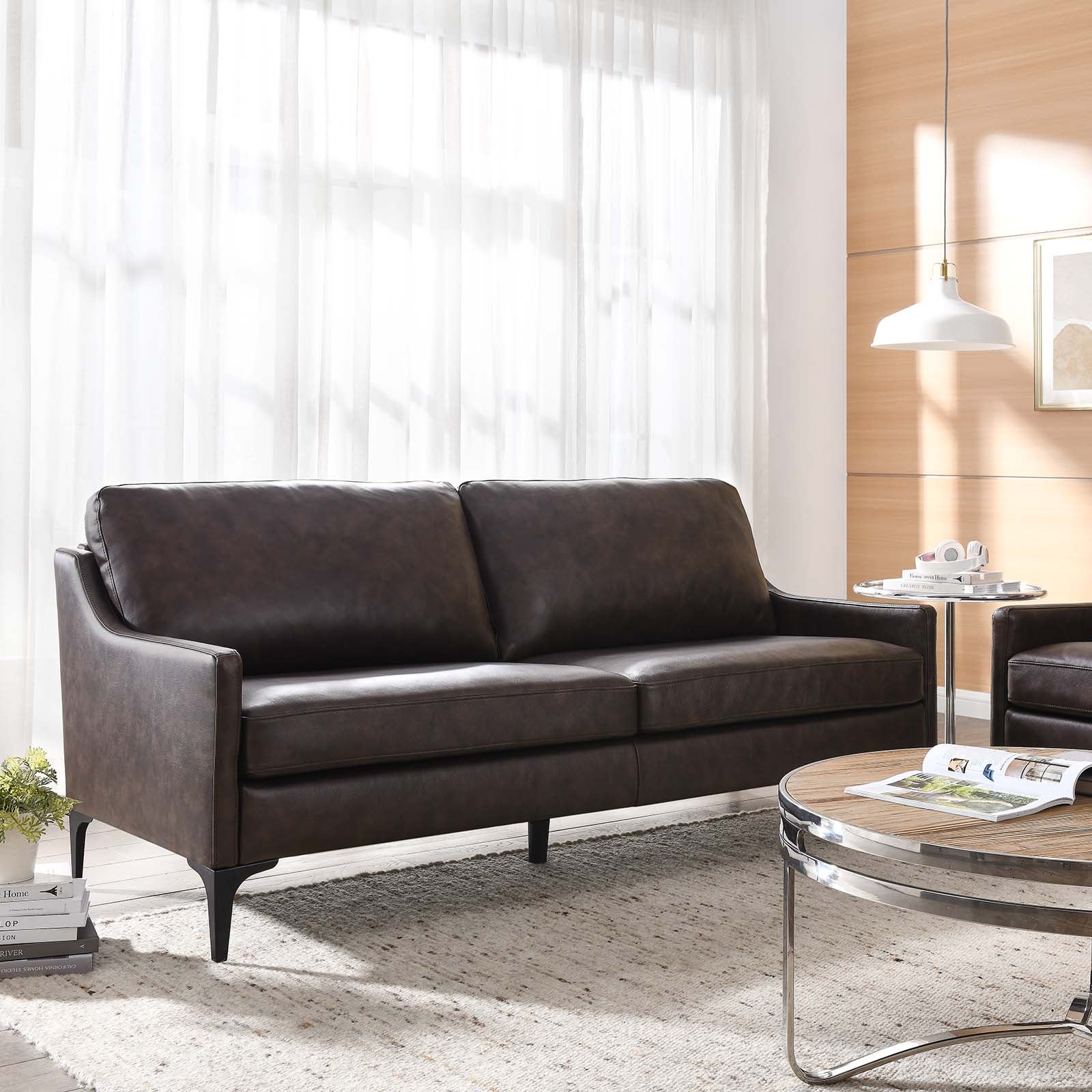Corland Leather Sofa By Modway - EEI-6018 | Sofas | Modishstore - 1