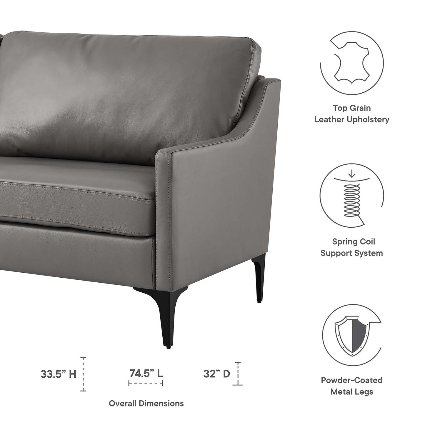 Corland Leather Sofa By Modway - EEI-6018 | Sofas | Modishstore - 14