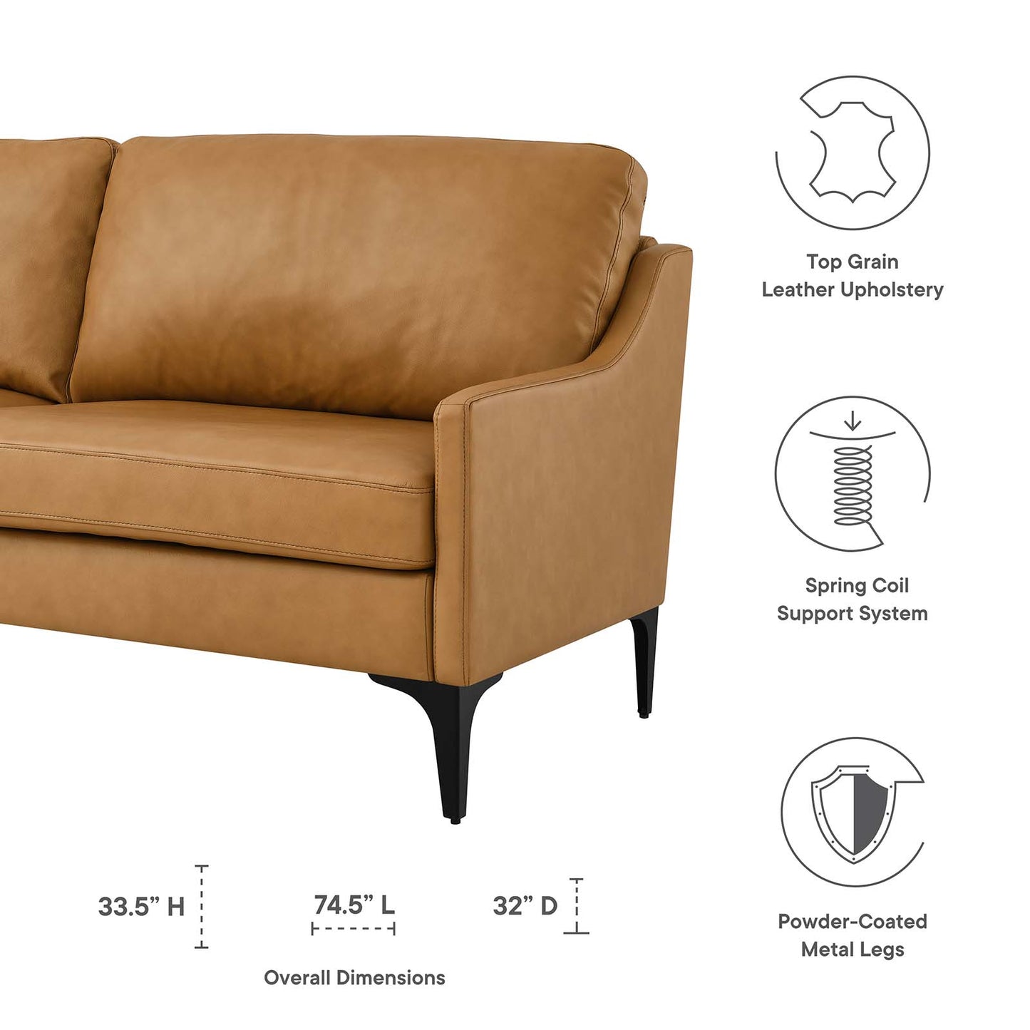 Corland Leather Sofa By Modway - EEI-6018 | Sofas | Modishstore - 22