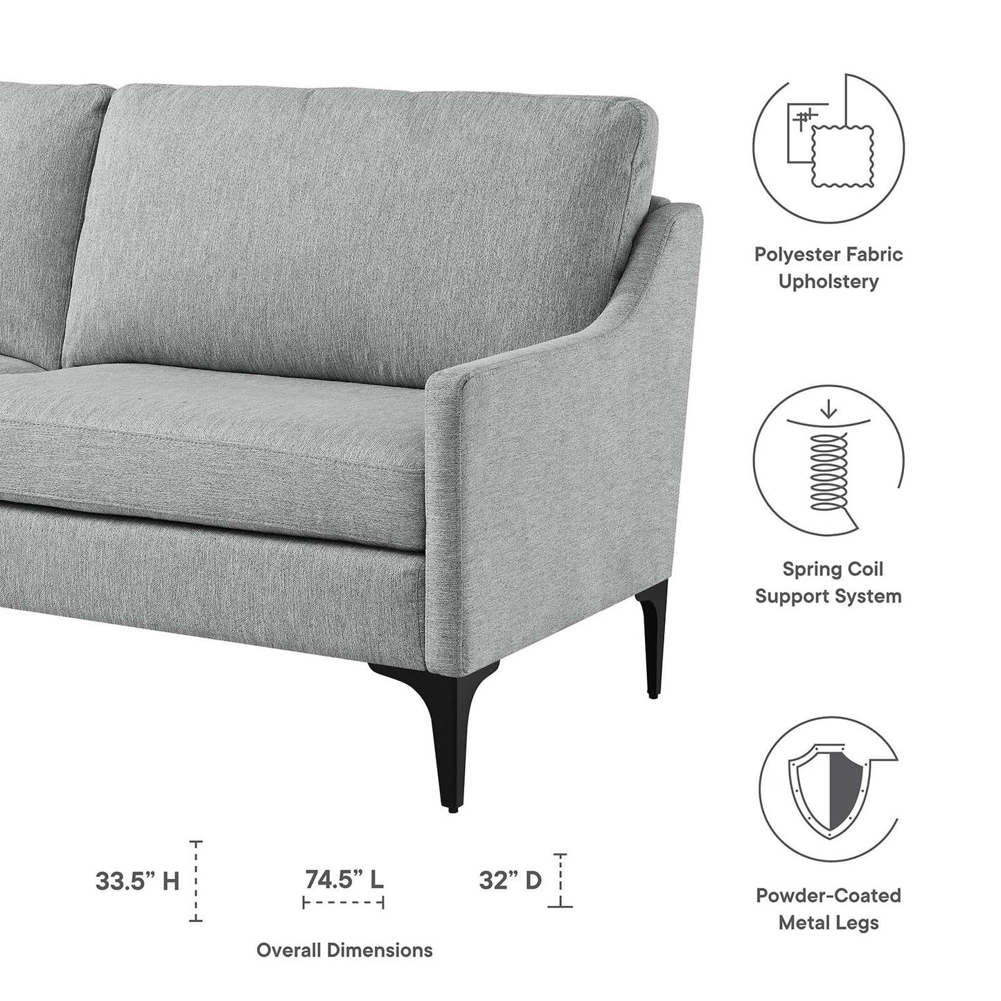 Corland Upholstered Fabric Sofa By Modway - EEI-6019 | Sofas | Modishstore - 23