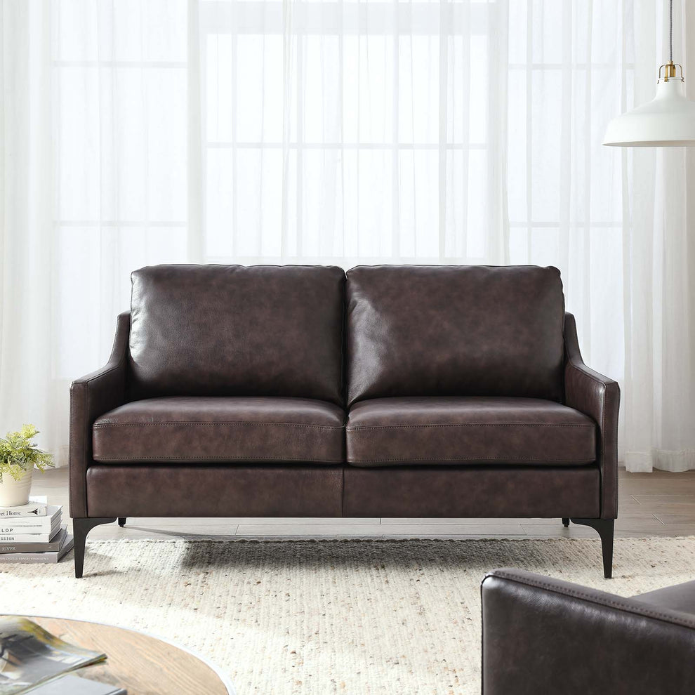 Corland Leather Loveseat By Modway - EEI-6020 | Loveseats | Modishstore - 8