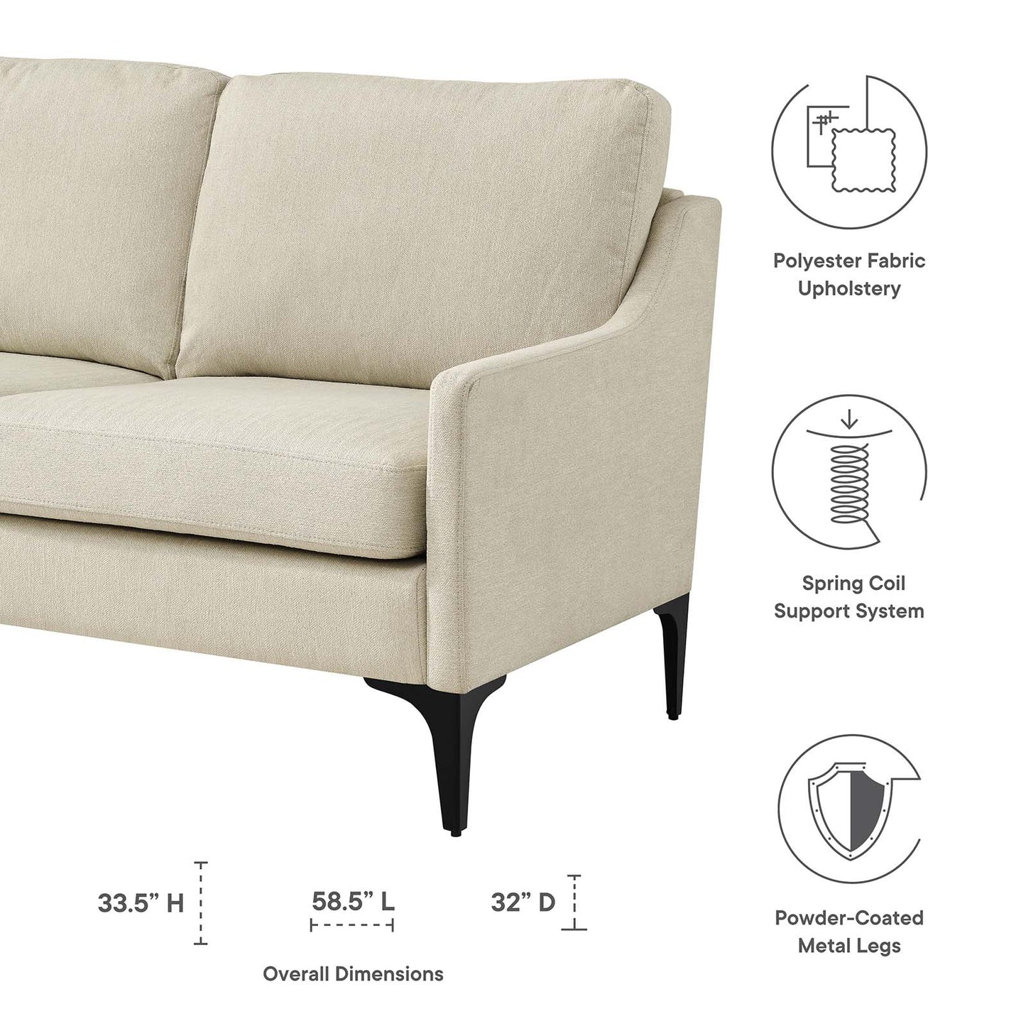 Corland Upholstered Fabric Loveseat By Modway - EEI-6021 | Loveseats | Modishstore - 7