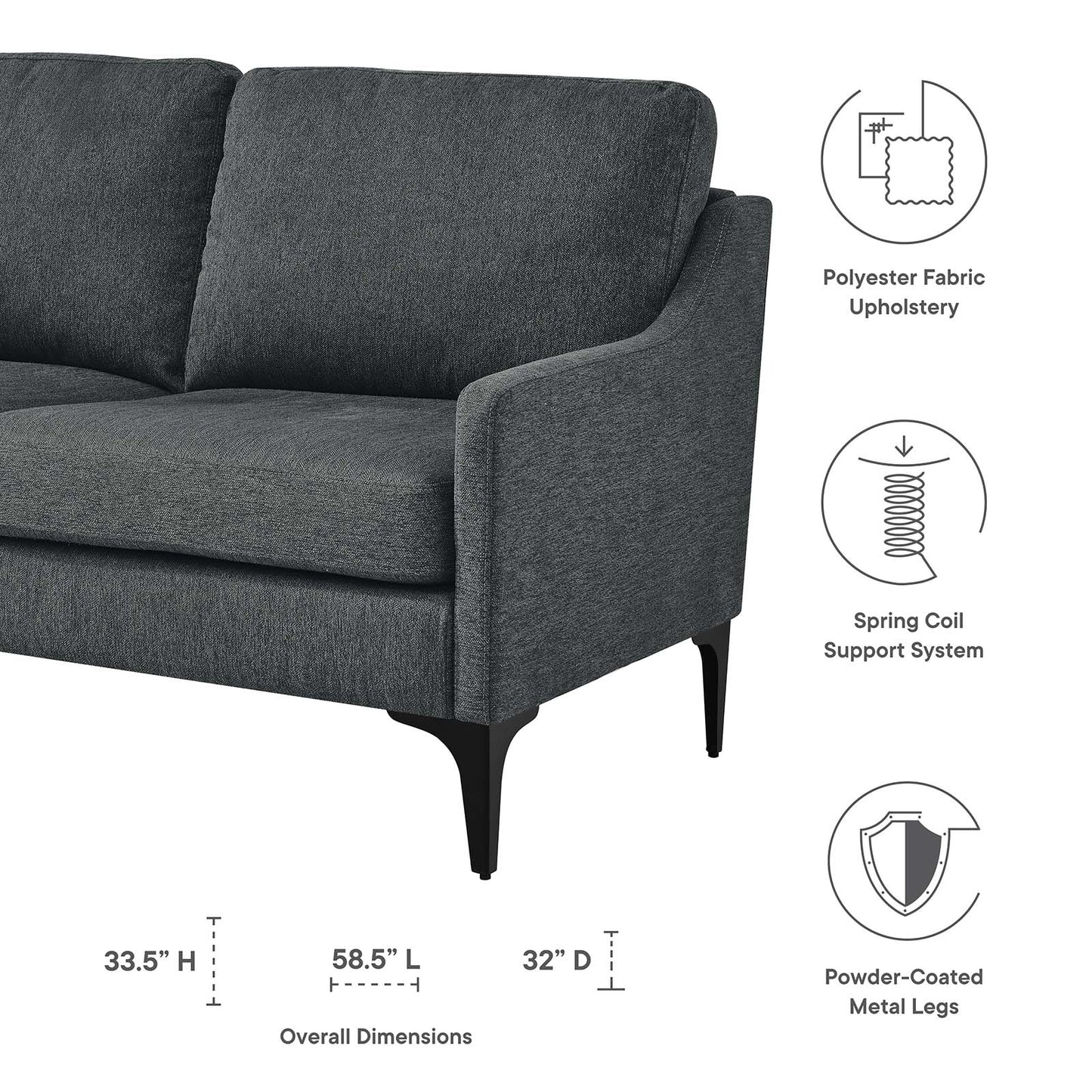 Corland Upholstered Fabric Loveseat By Modway - EEI-6021 | Loveseats | Modishstore - 15