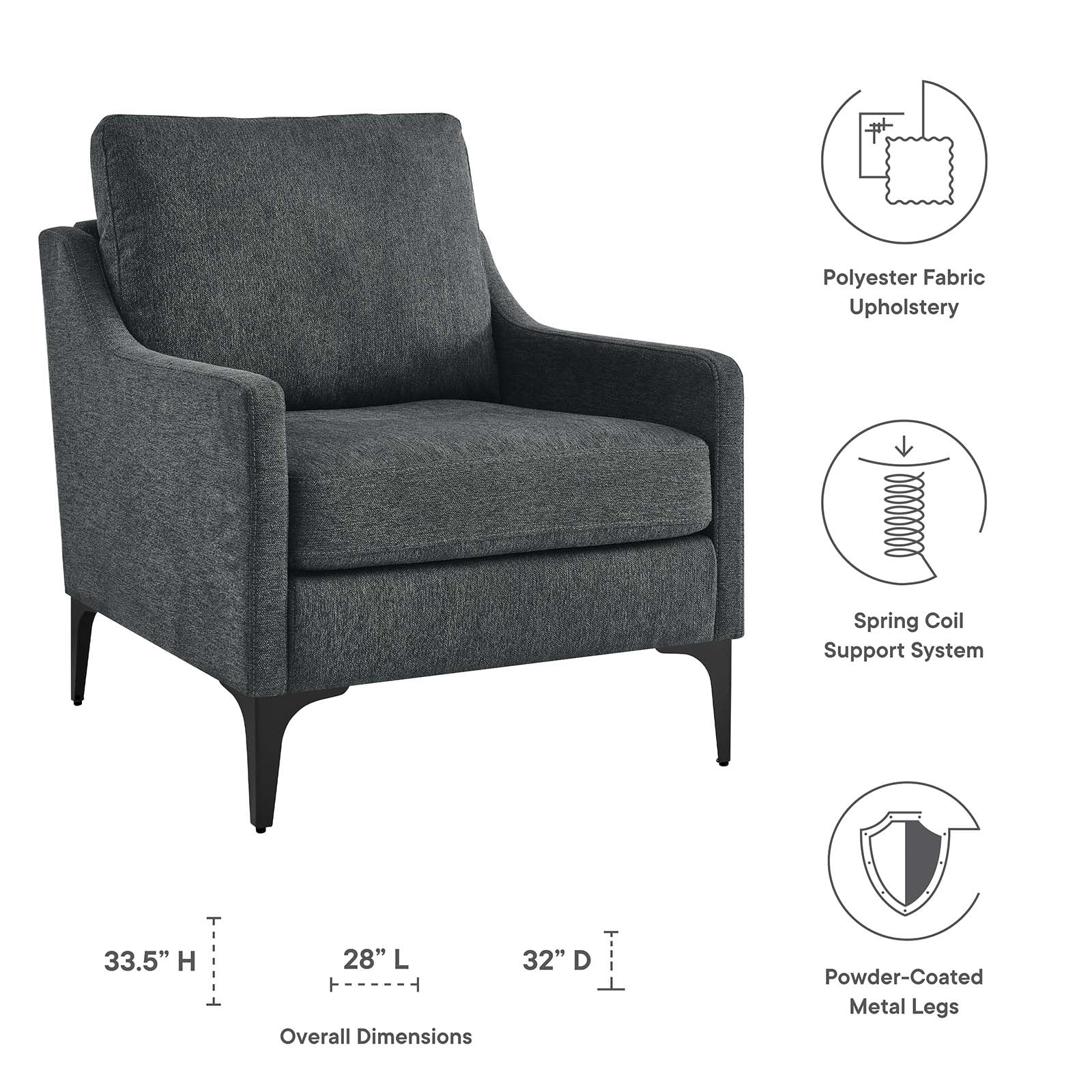 Corland Upholstered Fabric Armchair By Modway - EEI-6023 | Armchairs | Modishstore - 15
