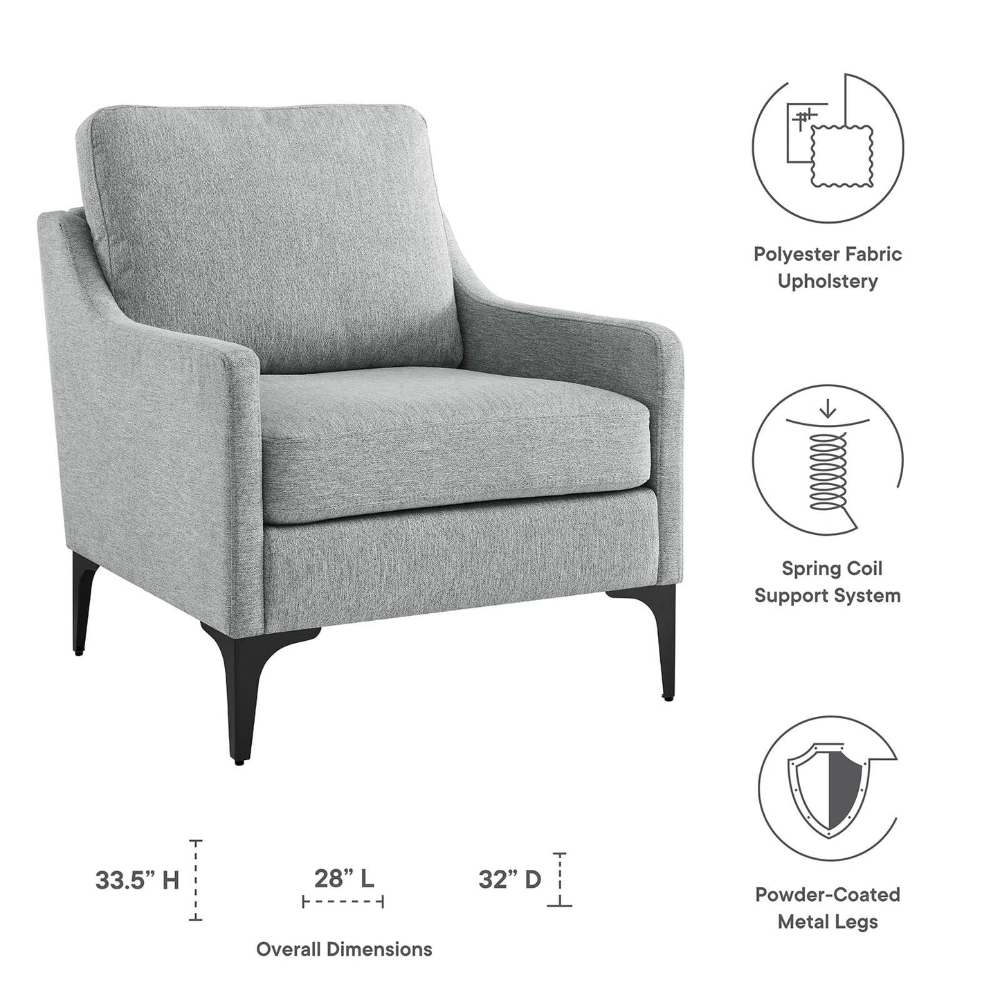 Corland Upholstered Fabric Armchair By Modway - EEI-6023 | Armchairs | Modishstore - 23