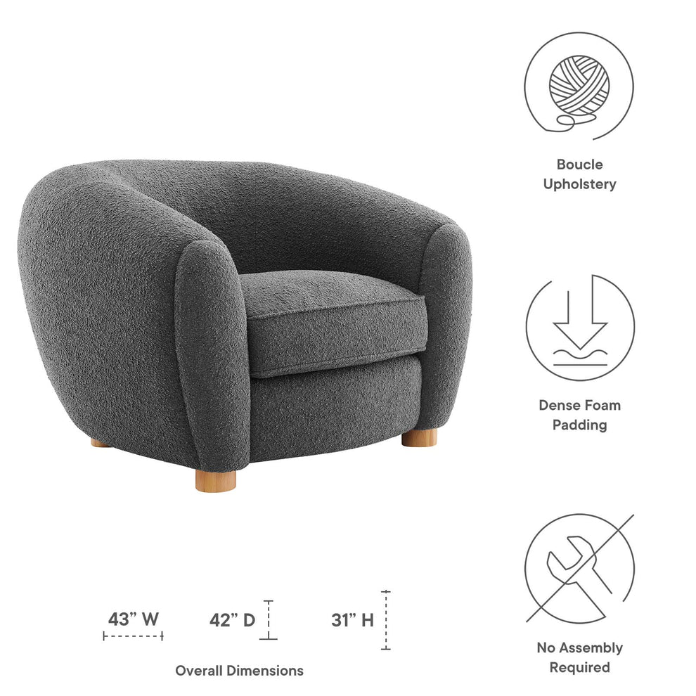 Abundant Boucle Upholstered Fabric Armchair By Modway - EEI-6025 | Armchairs | Modishstore - 3