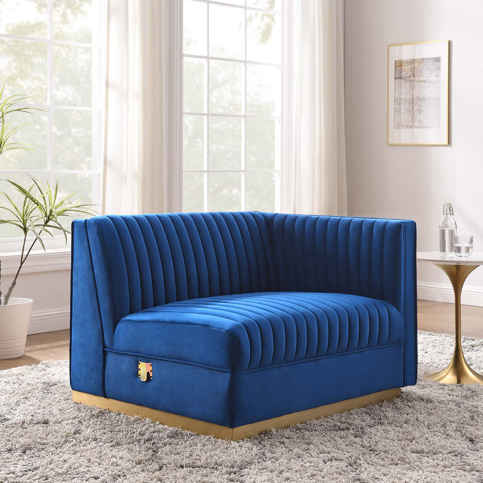 Sanguine Channel Tufted Performance Velvet Modular Sectional Sofa Right-Arm Chair By Modway - EEI-6032 | Sectional | Modishstore - 24