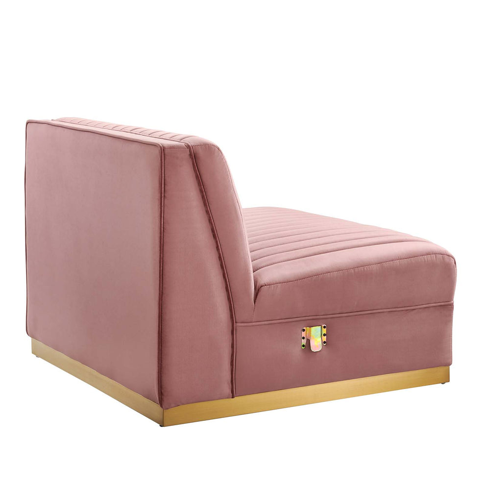 Sanguine Channel Tufted Performance Velvet Modular Sectional Sofa Armless Chair By Modway - EEI-6033 | Sectional | Modishstore - 5