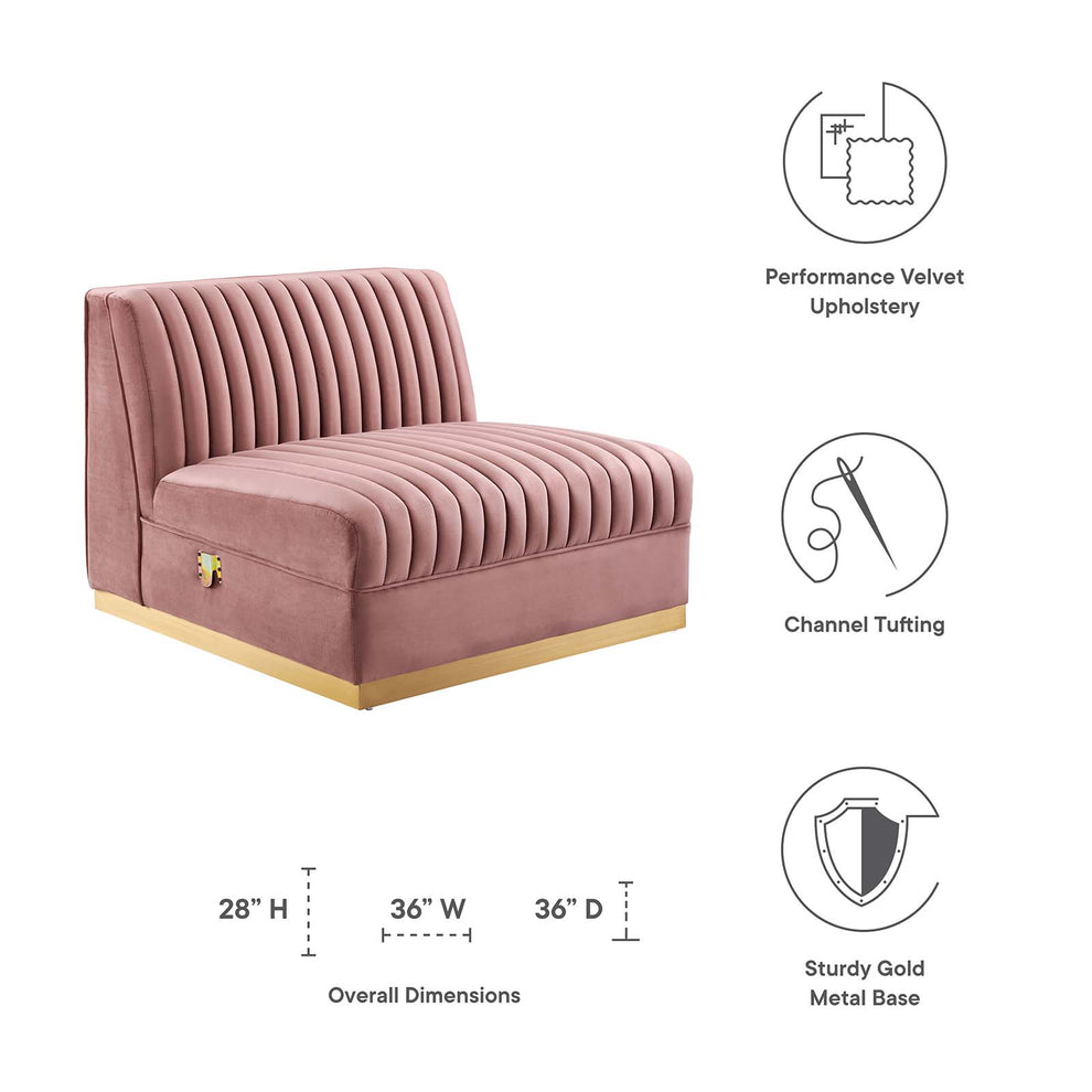 Sanguine Channel Tufted Performance Velvet Modular Sectional Sofa Armless Chair By Modway - EEI-6033 | Sectional | Modishstore - 7