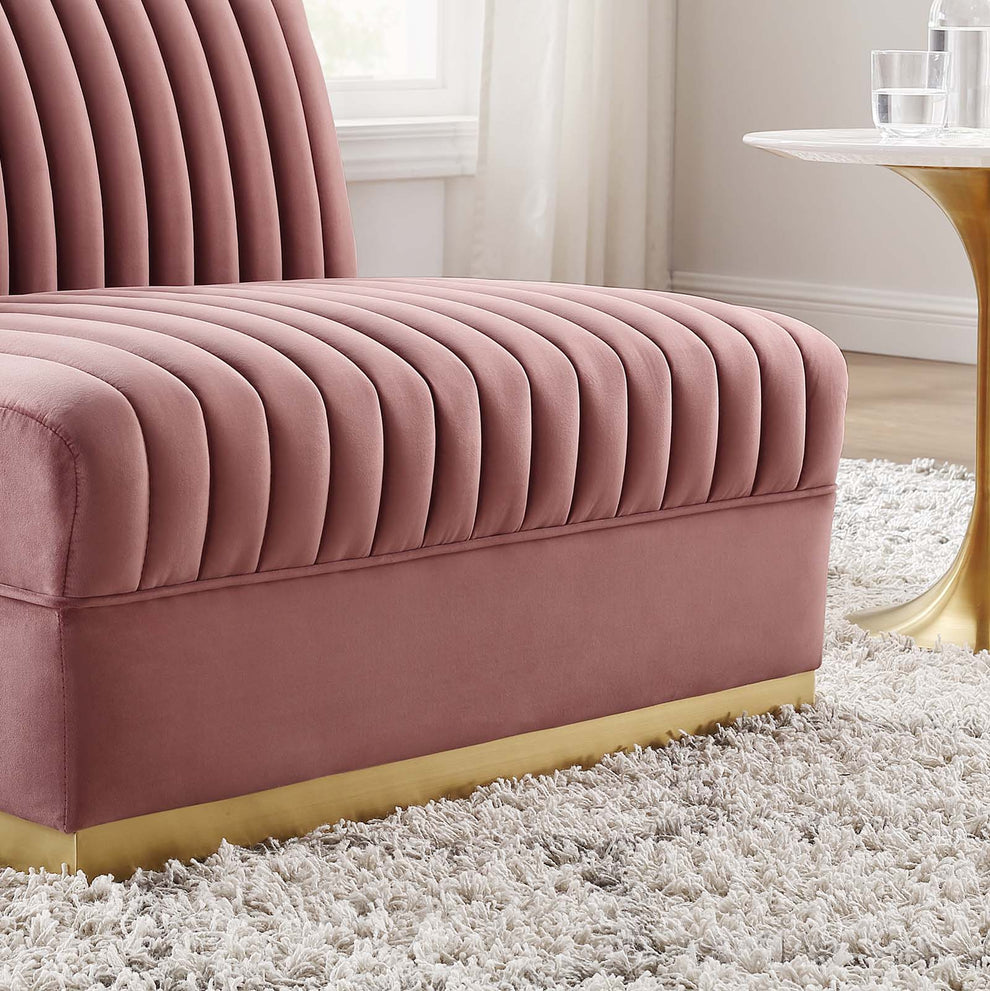 Sanguine Channel Tufted Performance Velvet Modular Sectional Sofa Armless Chair By Modway - EEI-6033 | Sectional | Modishstore - 8