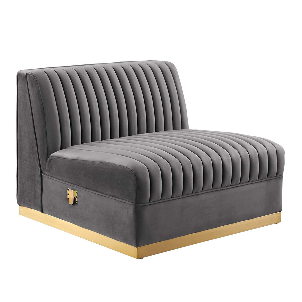 Sanguine Channel Tufted Performance Velvet Modular Sectional Sofa Armless Chair By Modway - EEI-6033 | Sectional | Modishstore - 9