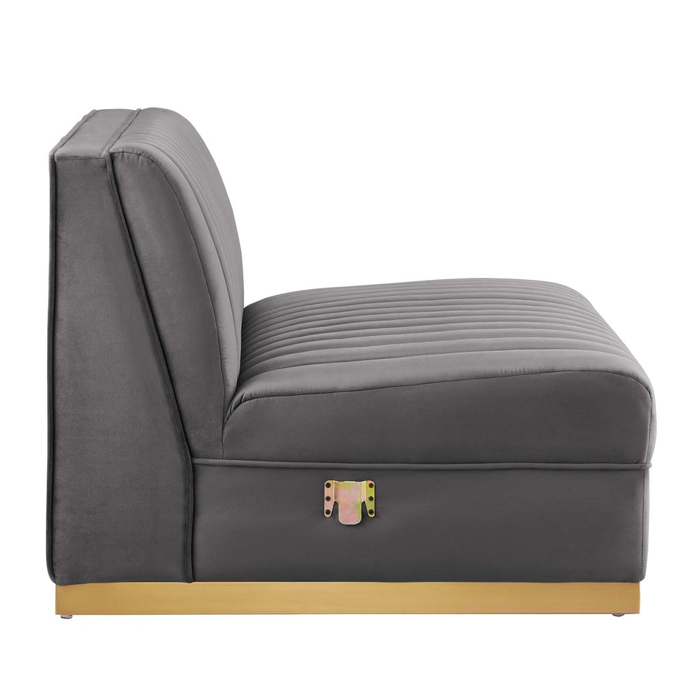 Sanguine Channel Tufted Performance Velvet Modular Sectional Sofa Armless Chair By Modway - EEI-6033 | Sectional | Modishstore - 11