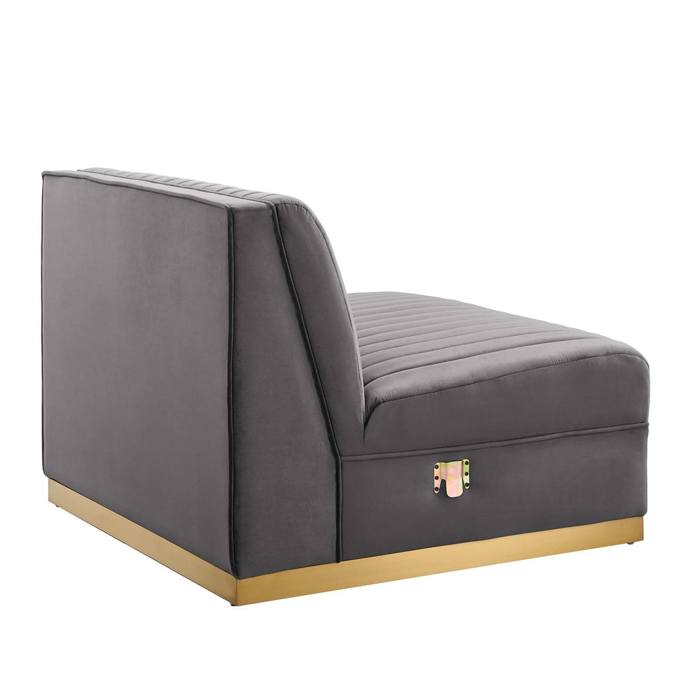 Sanguine Channel Tufted Performance Velvet Modular Sectional Sofa Armless Chair By Modway - EEI-6033 | Sectional | Modishstore - 12