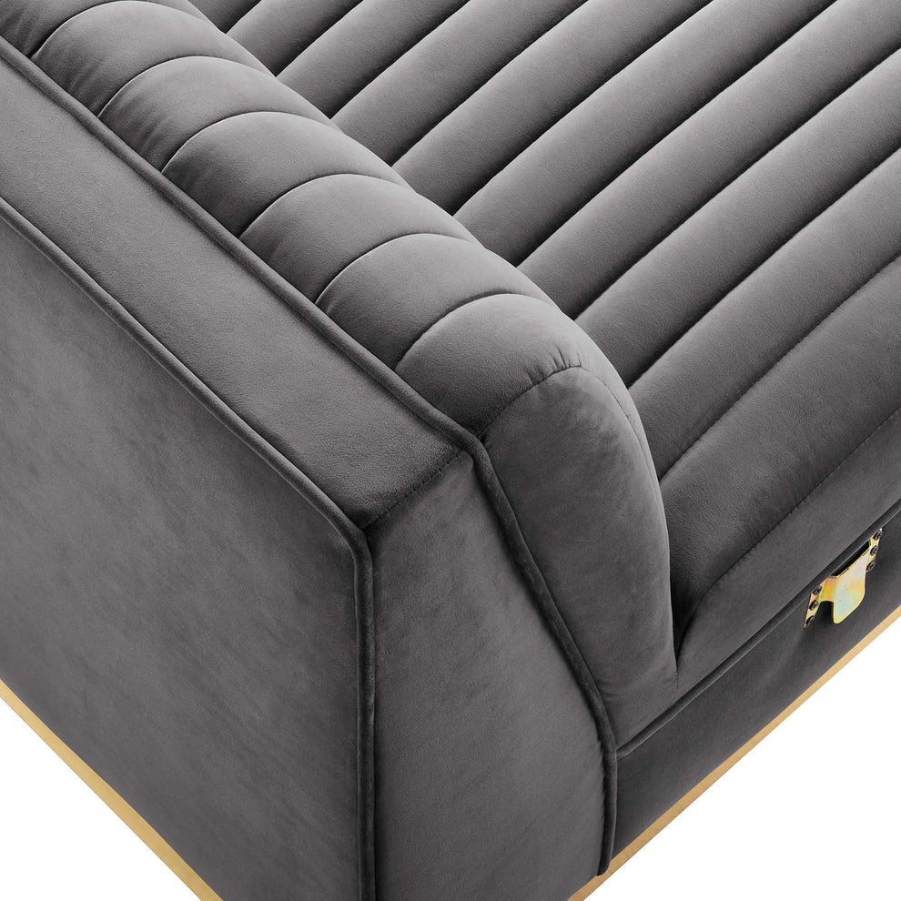 Sanguine Channel Tufted Performance Velvet Modular Sectional Sofa Armless Chair By Modway - EEI-6033 | Sectional | Modishstore - 13
