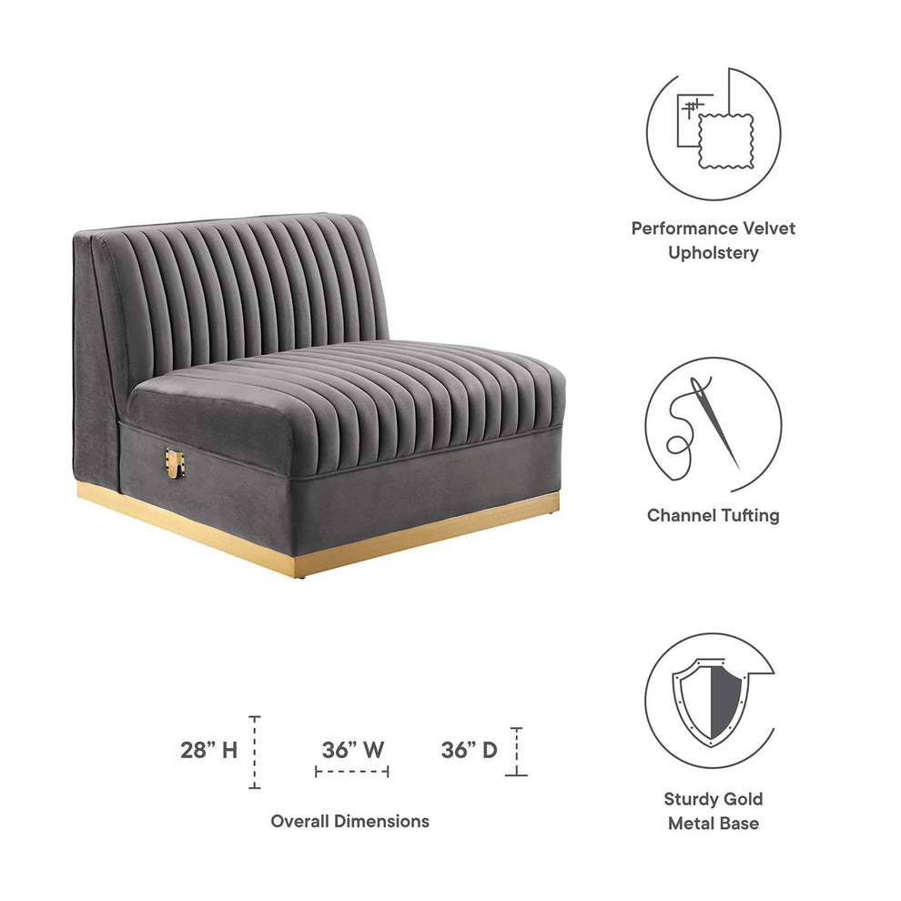 Sanguine Channel Tufted Performance Velvet Modular Sectional Sofa Armless Chair By Modway - EEI-6033 | Sectional | Modishstore - 14