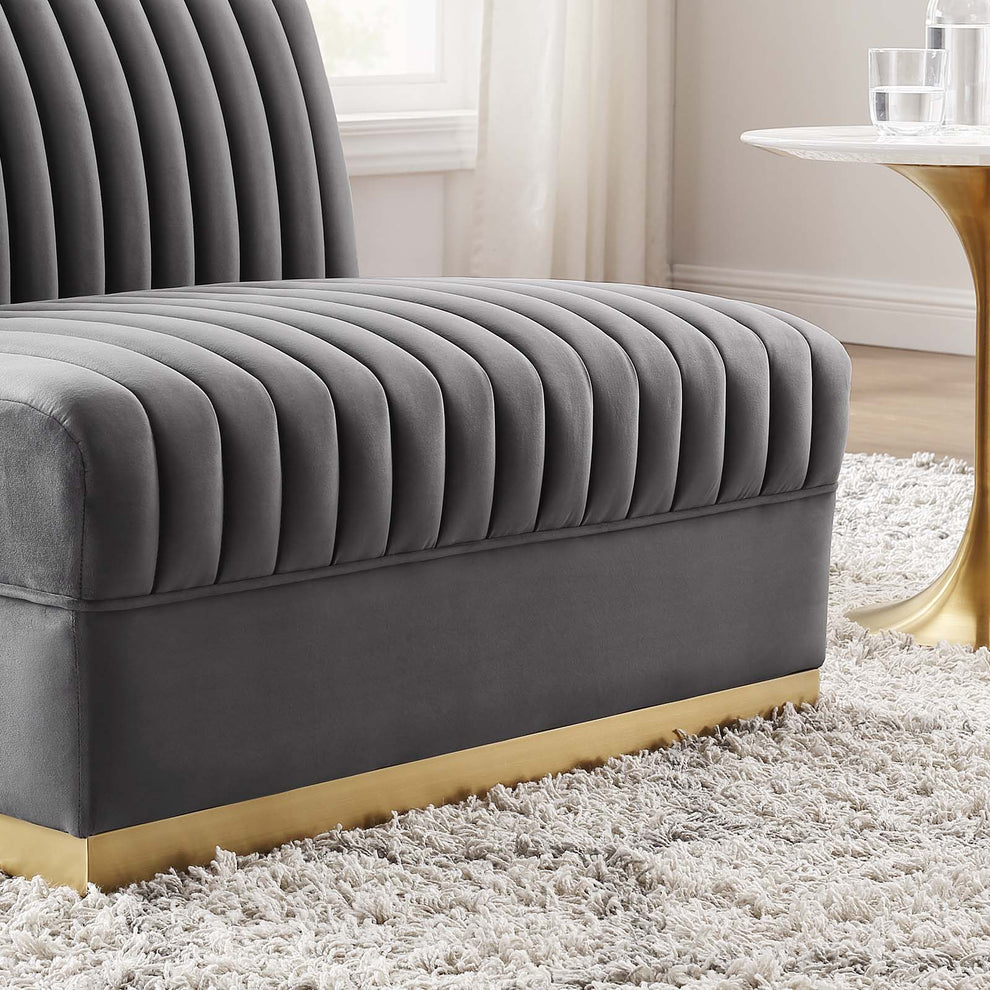 Sanguine Channel Tufted Performance Velvet Modular Sectional Sofa Armless Chair By Modway - EEI-6033 | Sectional | Modishstore - 15
