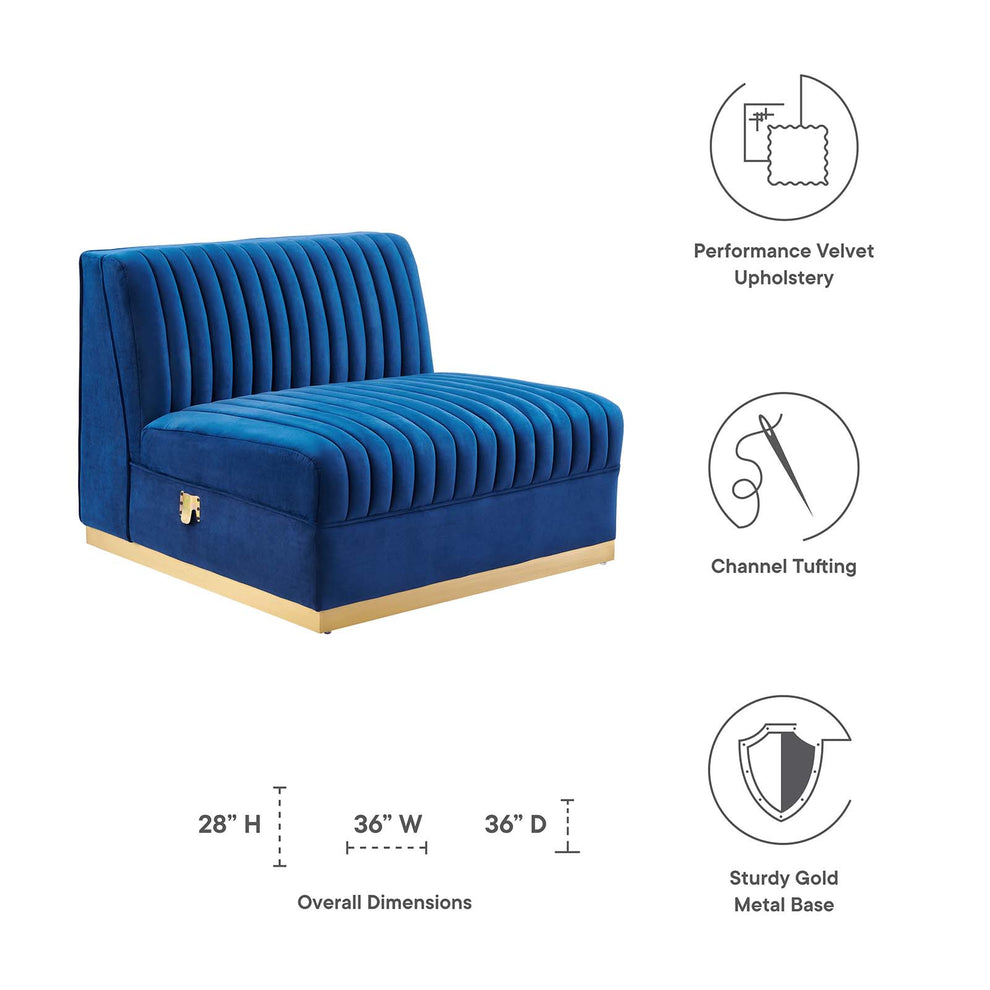 Sanguine Channel Tufted Performance Velvet Modular Sectional Sofa Armless Chair By Modway - EEI-6033 | Sectional | Modishstore - 22