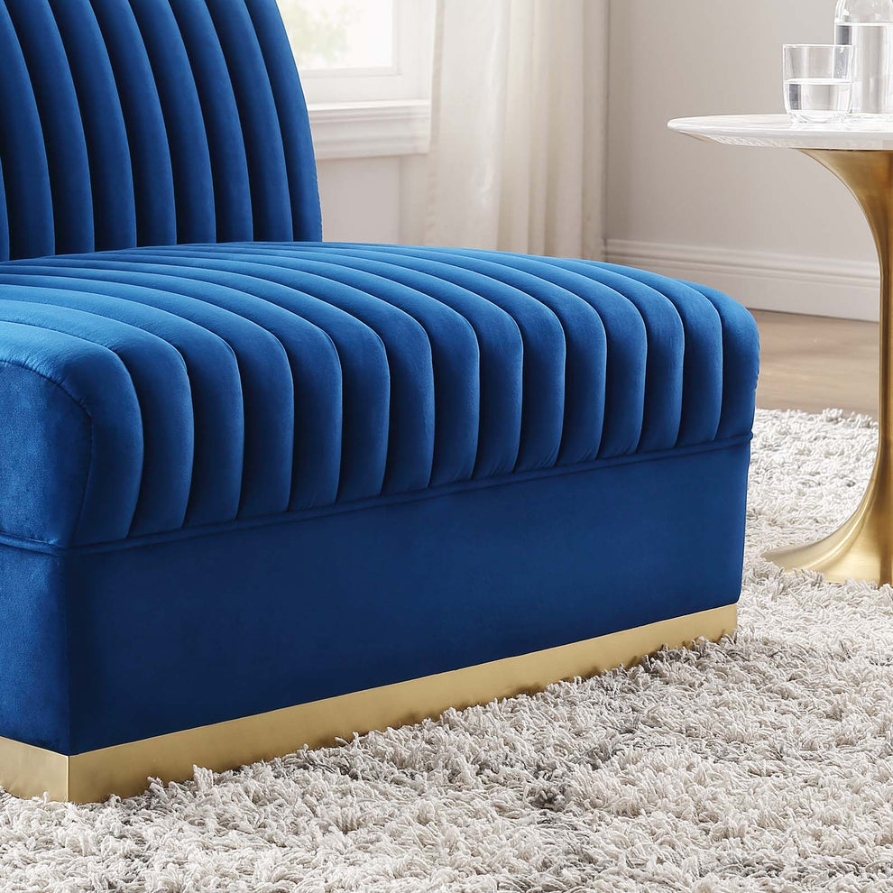 Sanguine Channel Tufted Performance Velvet Modular Sectional Sofa Armless Chair By Modway - EEI-6033 | Sectional | Modishstore - 23