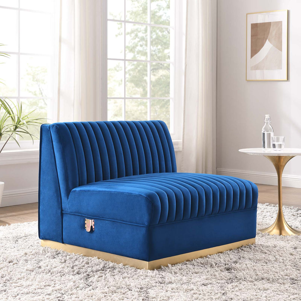 Sanguine Channel Tufted Performance Velvet Modular Sectional Sofa Armless Chair By Modway - EEI-6033 | Sectional | Modishstore - 24
