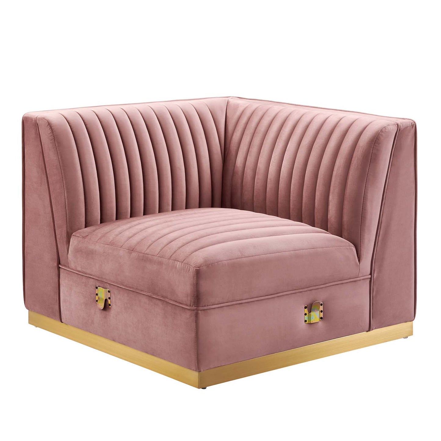 Sanguine Channel Tufted Performance Velvet Modular Sectional Sofa Left Corner Chair By Modway - EEI-6034 | Sectional | Modishstore - 3