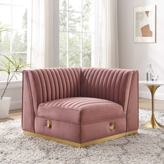 Sanguine Channel Tufted Performance Velvet Modular Sectional Sofa Left Corner Chair By Modway - EEI-6034