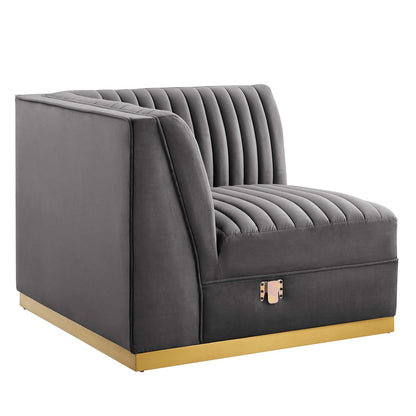 Sanguine Channel Tufted Performance Velvet Modular Sectional Sofa Left Corner Chair By Modway - EEI-6034 | Sectional | Modishstore - 9