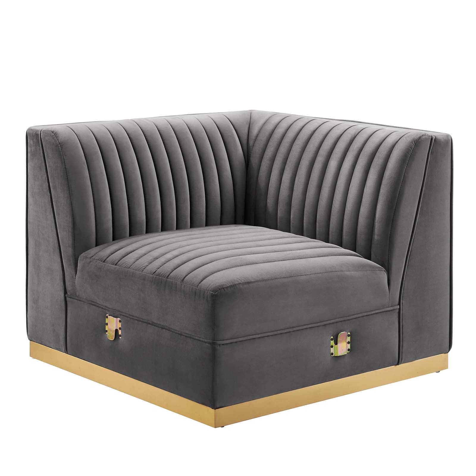 Sanguine Channel Tufted Performance Velvet Modular Sectional Sofa Left Corner Chair By Modway - EEI-6034 | Sectional | Modishstore - 10