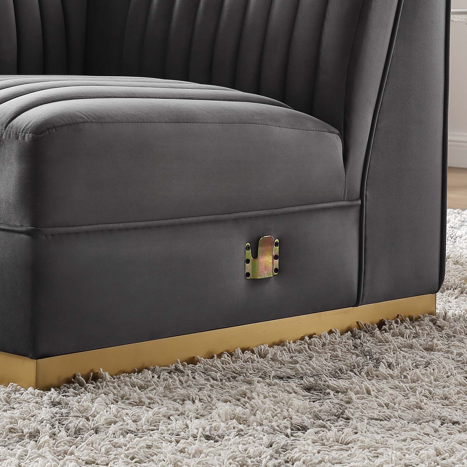 Sanguine Channel Tufted Performance Velvet Modular Sectional Sofa Left Corner Chair By Modway - EEI-6034 | Sectional | Modishstore - 15