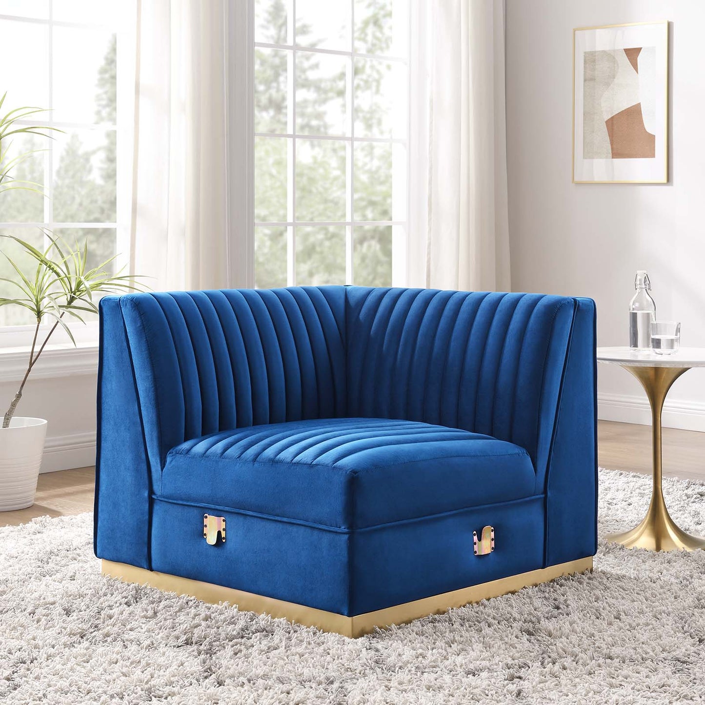 Sanguine Channel Tufted Performance Velvet Modular Sectional Sofa Left Corner Chair By Modway - EEI-6034 | Sectional | Modishstore - 24