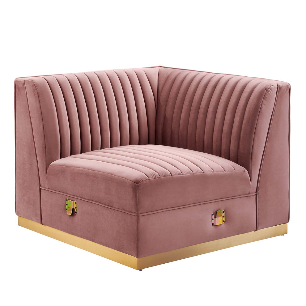 Sanguine Channel Tufted Performance Velvet Modular Sectional Sofa Right Corner Chair By Modway - EEI-6035 | Sectional | Modishstore - 3