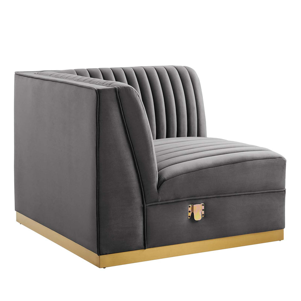 Sanguine Channel Tufted Performance Velvet Modular Sectional Sofa Right Corner Chair By Modway - EEI-6035 | Sectional | Modishstore - 9