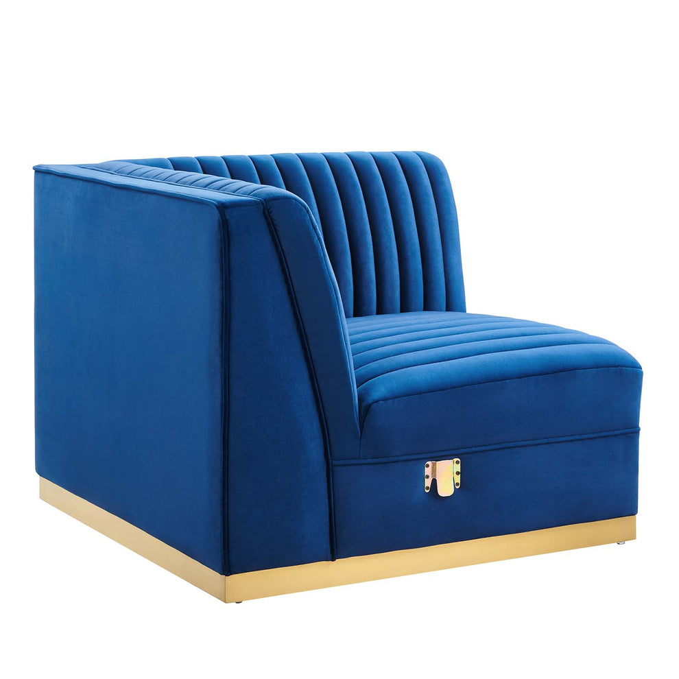Sanguine Channel Tufted Performance Velvet Modular Sectional Sofa Right Corner Chair By Modway - EEI-6035 | Sectional | Modishstore - 17