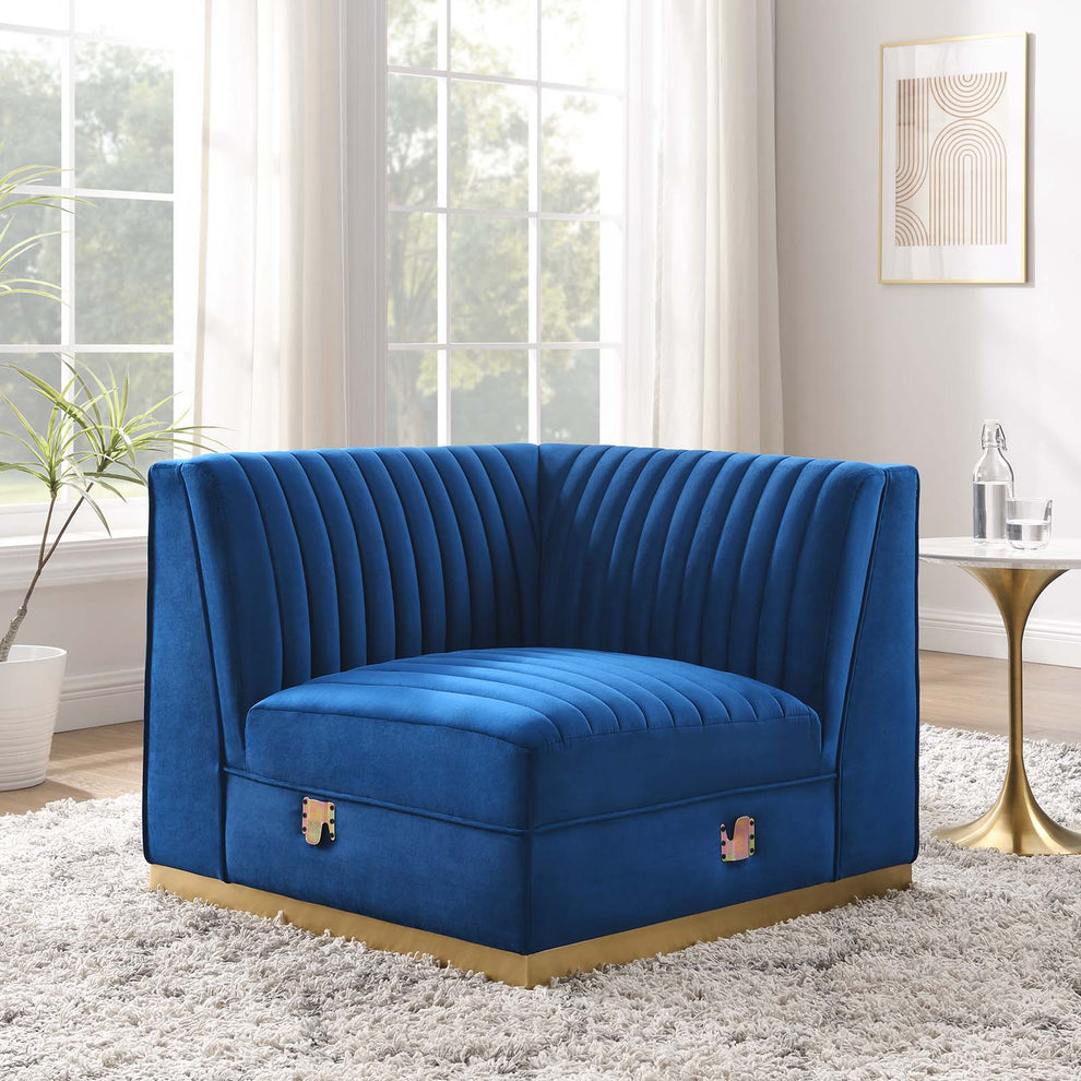 Sanguine Channel Tufted Performance Velvet Modular Sectional Sofa Right Corner Chair By Modway - EEI-6035 | Sectional | Modishstore - 24