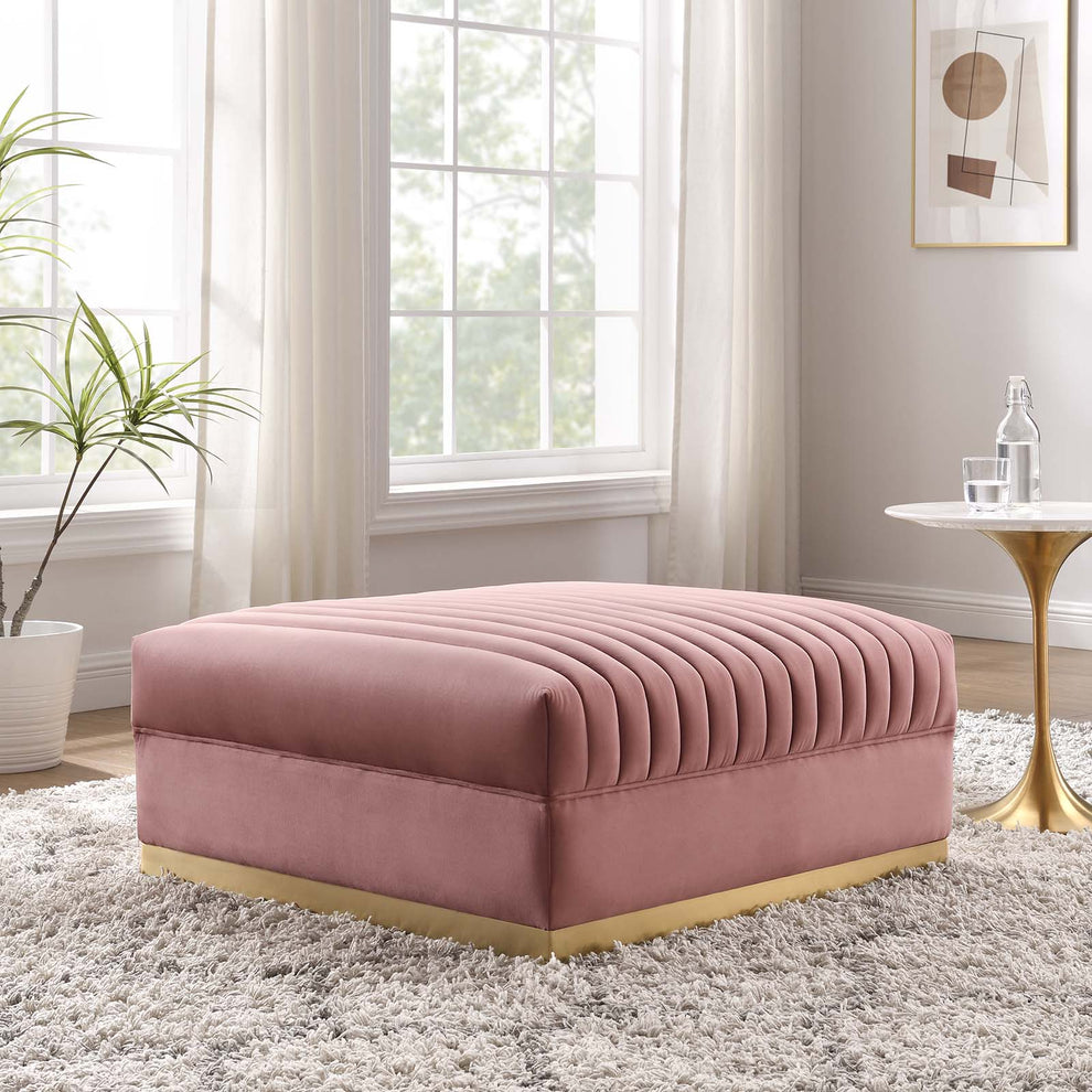 Sanguine Channel Tufted Performance Velvet Modular Sectional Sofa Ottoman By Modway - EEI-6036 | Ottomans | Modishstore - 1